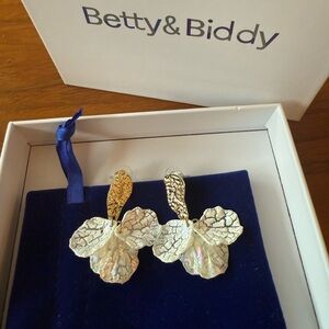 Gold and Silver Orchid Earrings (NWT)